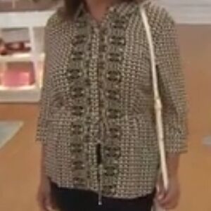 Isaac Mizrahi three-quarter sleeve Geo print blouse